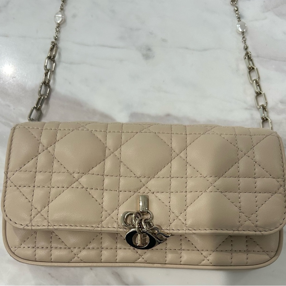 Lady Dior My Dior - Dior Talk Phone Pouch purse with pearl chain